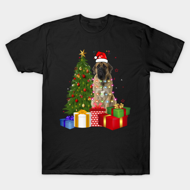 Mastiff Christmas Dog Shirt With Santa Hat Christmas Funny Gift by CoolTees